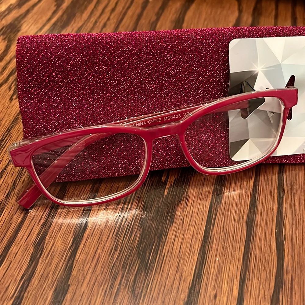 Simply Specs Reading Glasses With Red Glitter Case